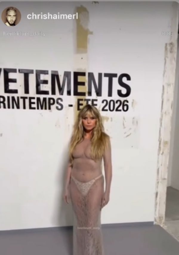 Heidi Klum wowed everyone at Paris Fashion Week in a "nude" lace dress (photo)