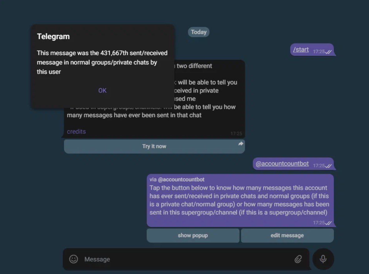 В Telegram есть лимит сообщений. Как проверить, сколько осталось до удаления переписки