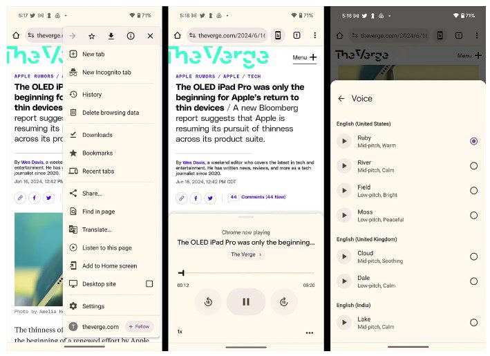 Google добавила в Chrome для Android функцию голосового чтения страниц